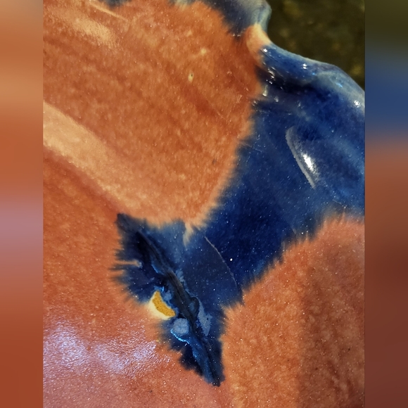 Sheltons North Carolina Pottery Dish Mauve Pink and Dark Blue Glaze 1995 - Picture 6 of 10